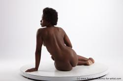 Nude Woman Black Sitting poses - ALL Slim short black Sitting poses - on knees Pinup